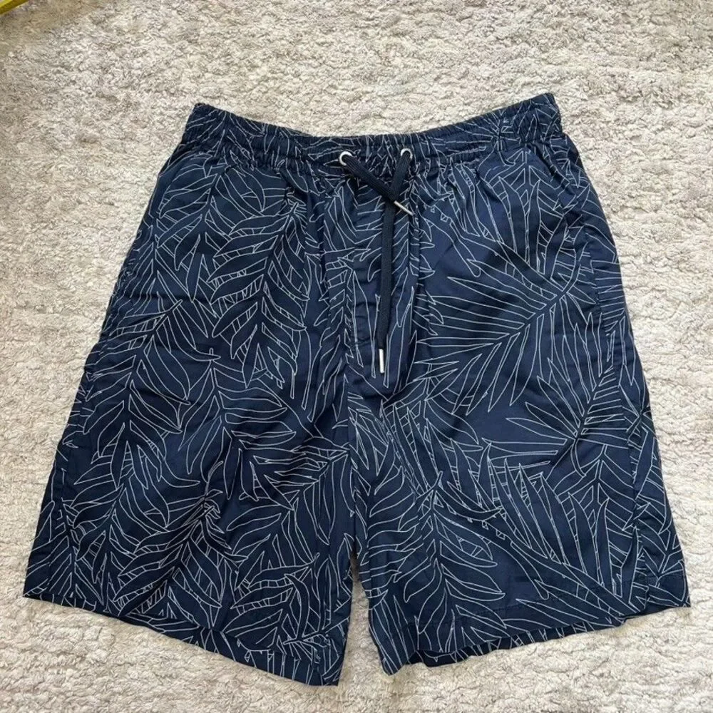 Armani Exchange Drawstring Waist Blue White Palm Print Shorts Mens Size 30